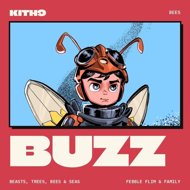 Cover art for A Thousand Wings (Bees), Buzz's song: Buzz in his winged suit and antennae helmet