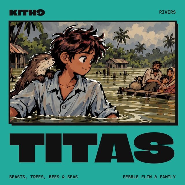 Cover art for Race the Ripples (Rivers), Titas's song: Titas in the floodwater with Ladoo the otter